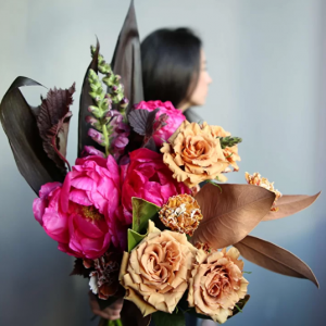 Pink Dahlia & Rose Arrangement